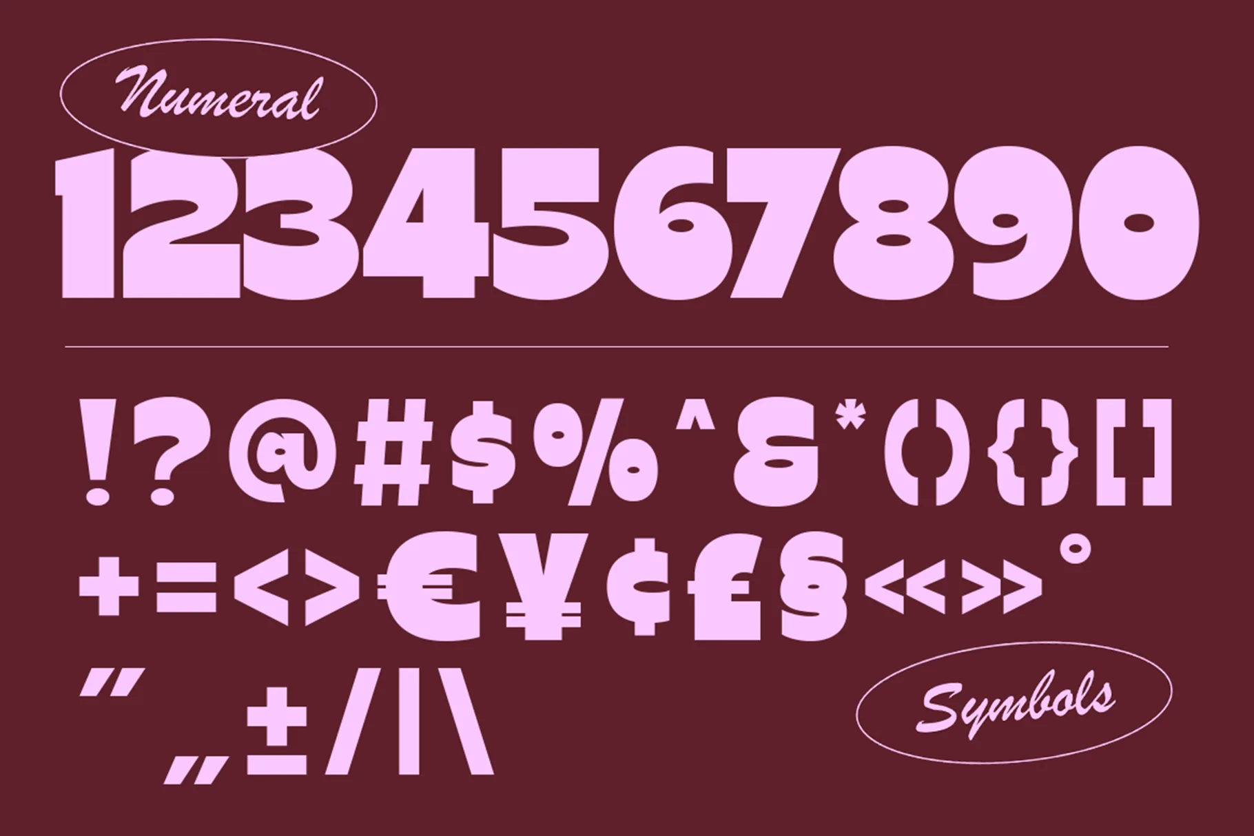 CUKO Font numbers symbols and punctuation
