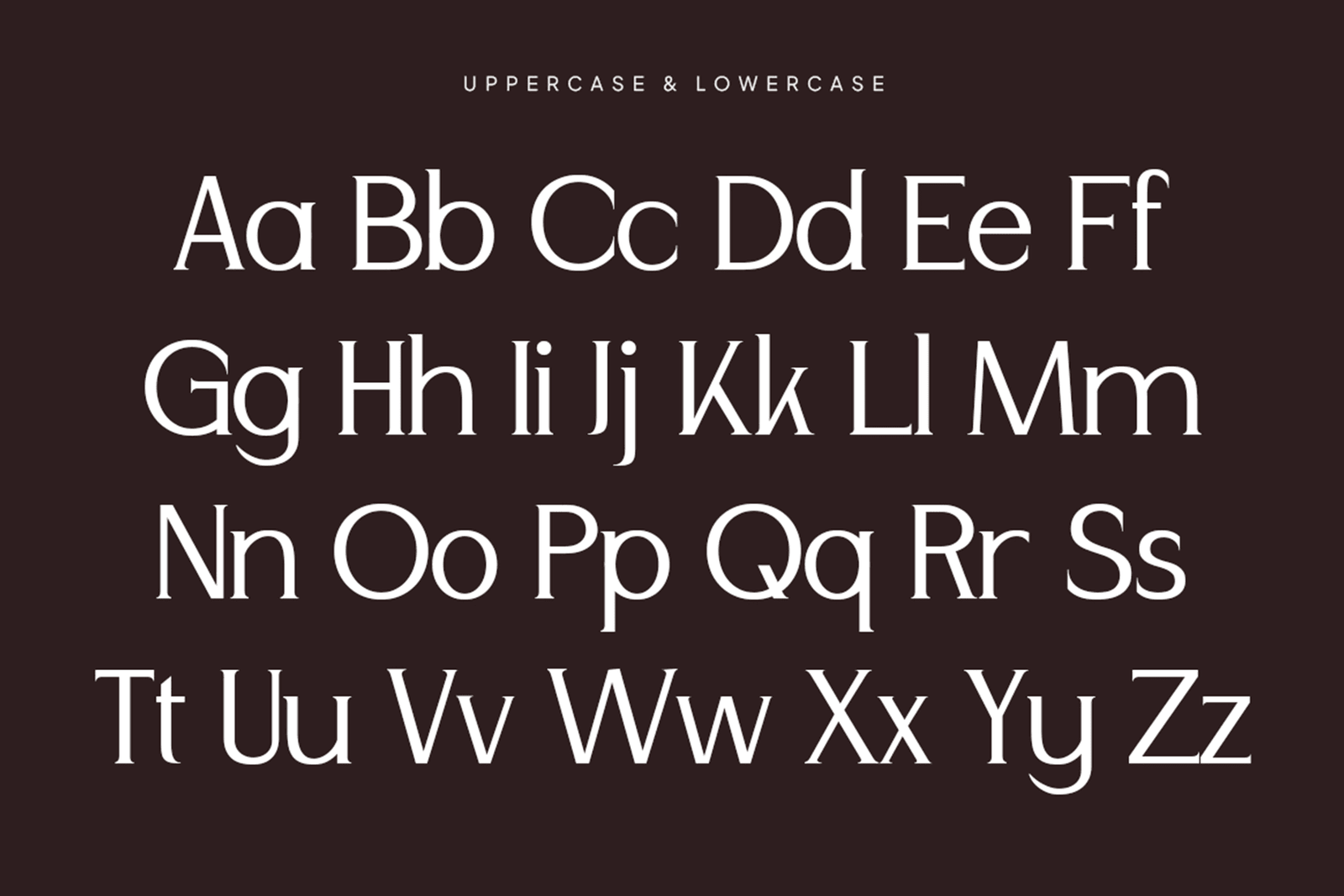 ANDORE Font uppercase and lowercase character set