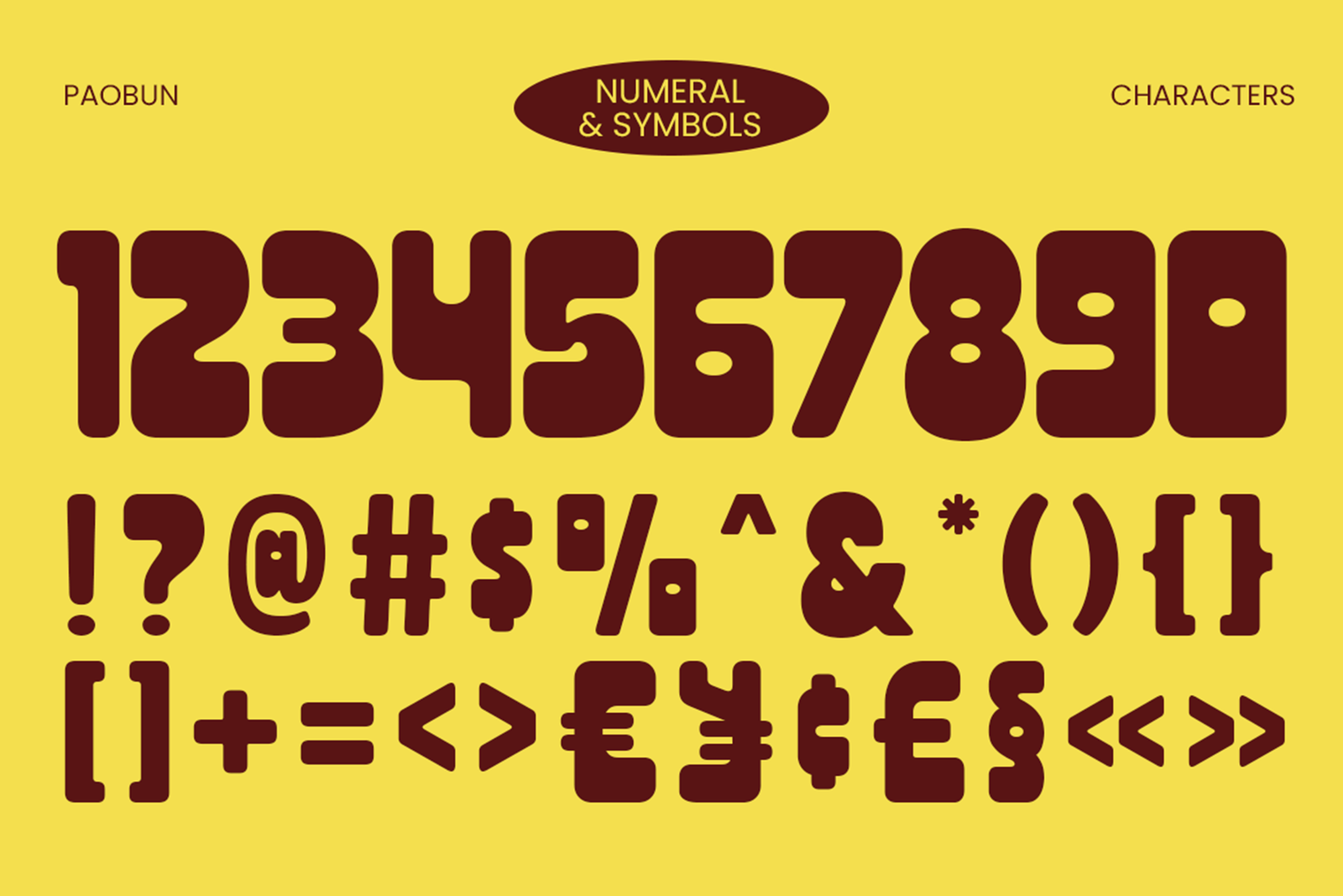 PAOBUN Font numbers symbols punctuation