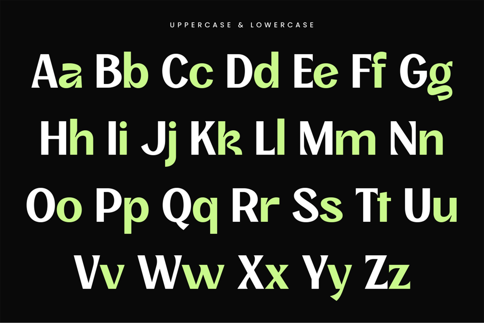 AFFINIK font alphabet character