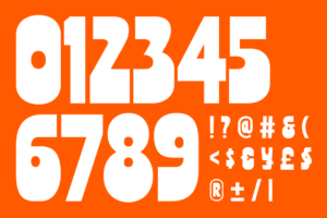 halibus font number and punctuation
