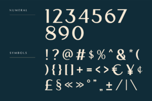 savore font number and punctuation