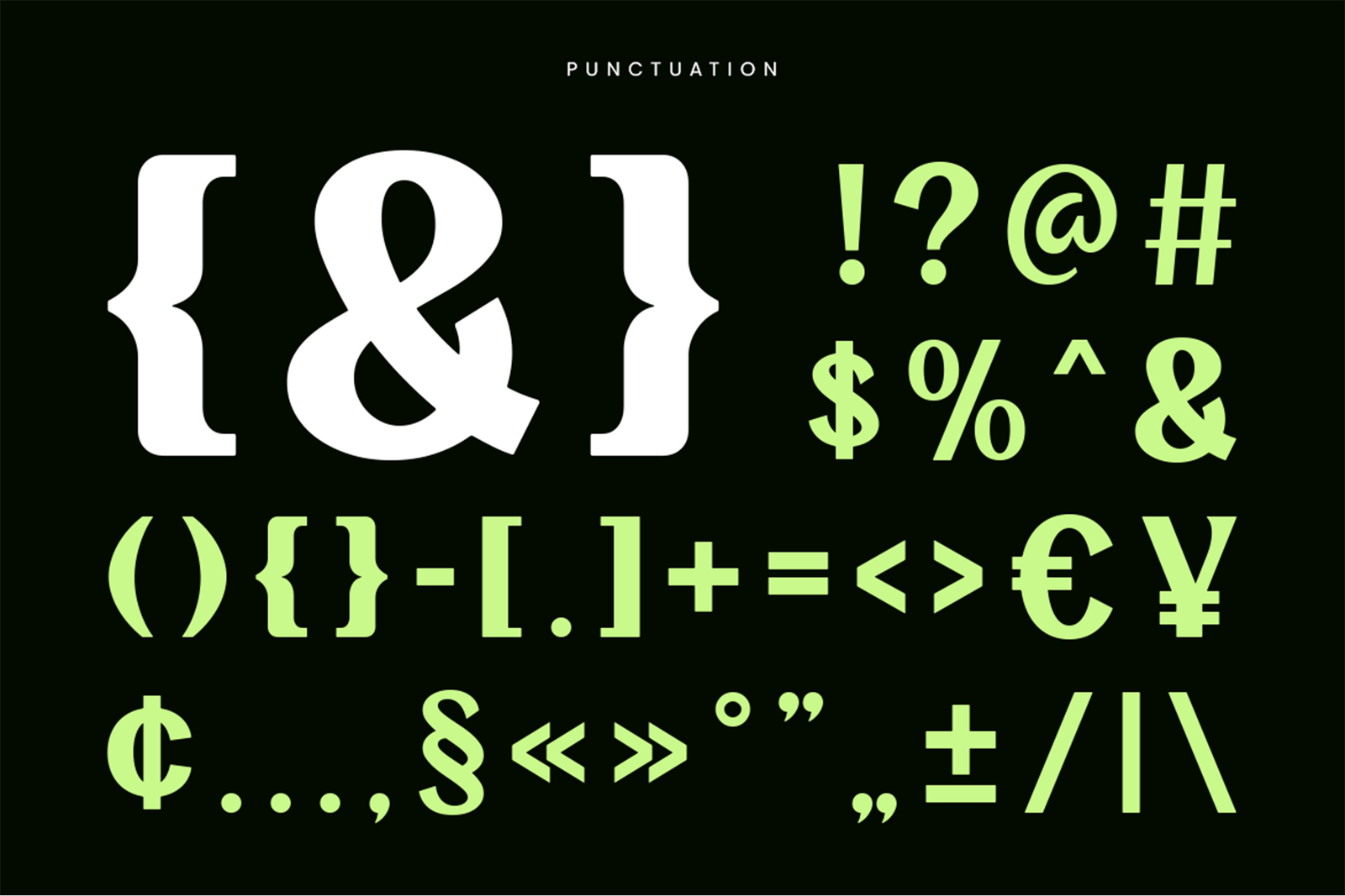 AFFINIK font punctuation