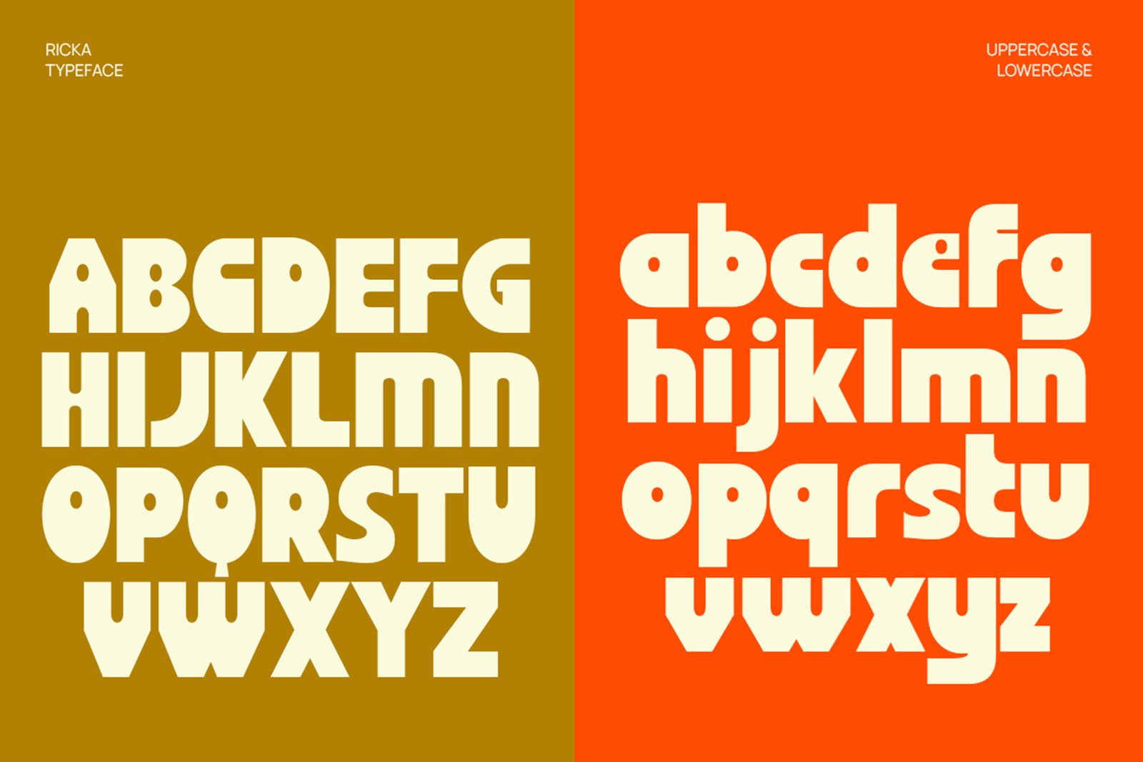 RICKA Font uppercase and lowercase characters