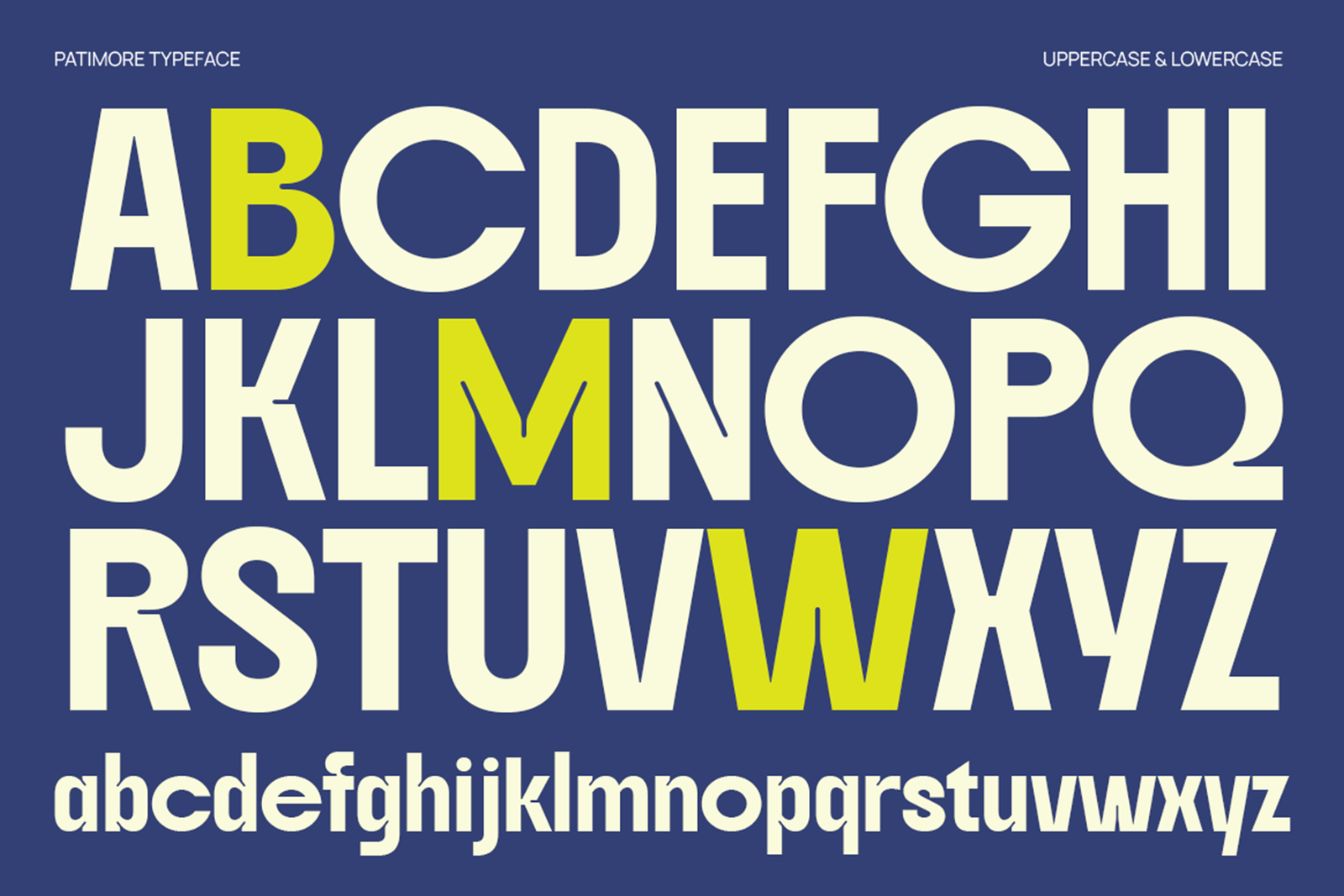 PATIMORE Font uppercase and lowercase characters