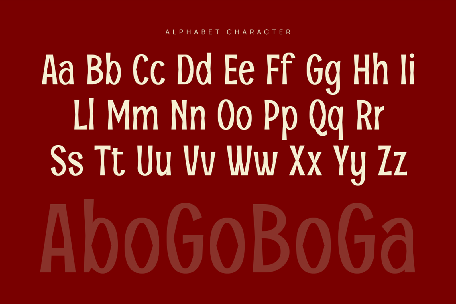 PAMELO Font uppercase and lowercase characters
