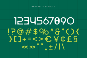 TOMAT Font numbers symbols and punctuation