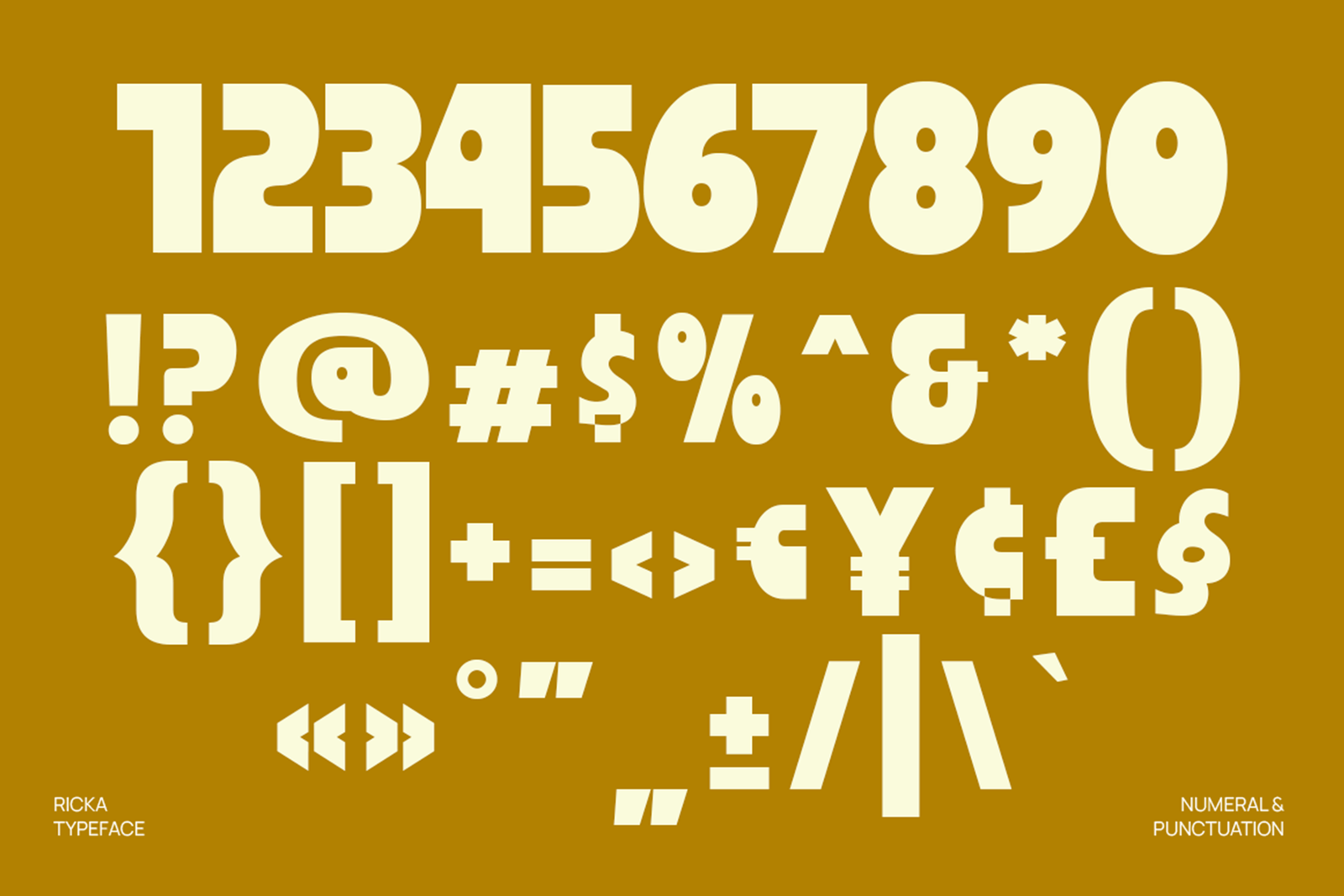 RICKA Font numbers symbols and punctuation
