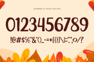 MAPLE WHISPER Font numbers symbols and punctuation