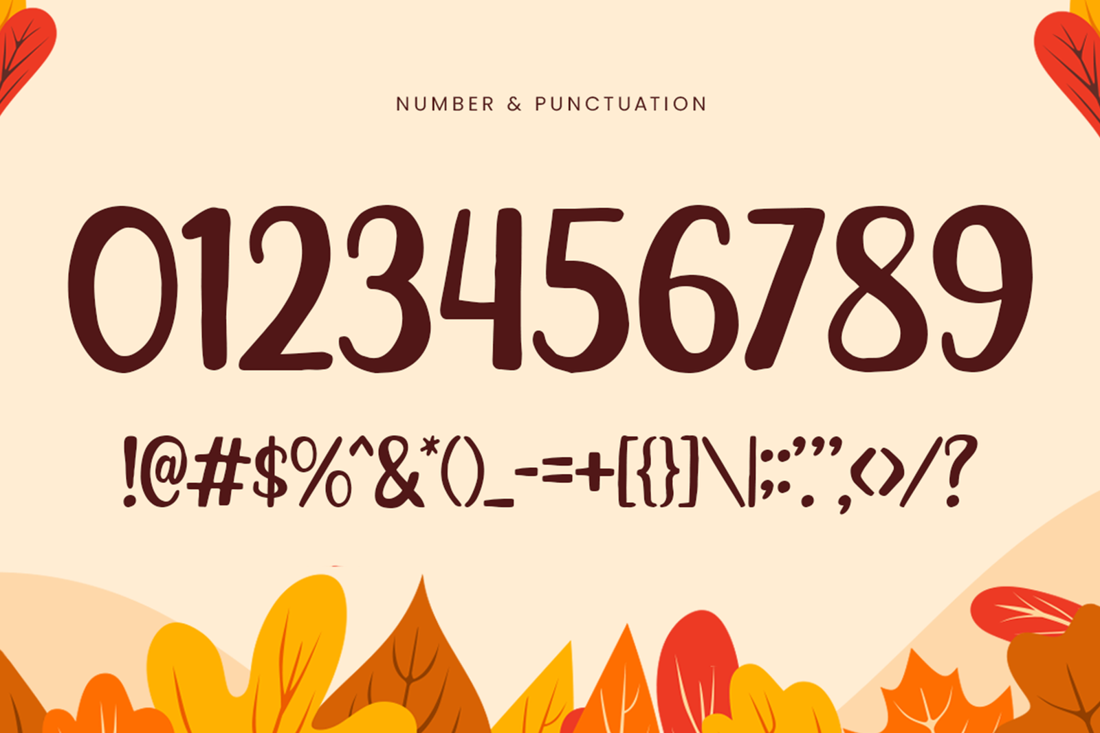 MAPLE WHISPER Font numbers symbols and punctuation