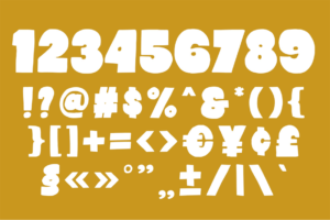 HONJE Font numbers symbols and punctuation
