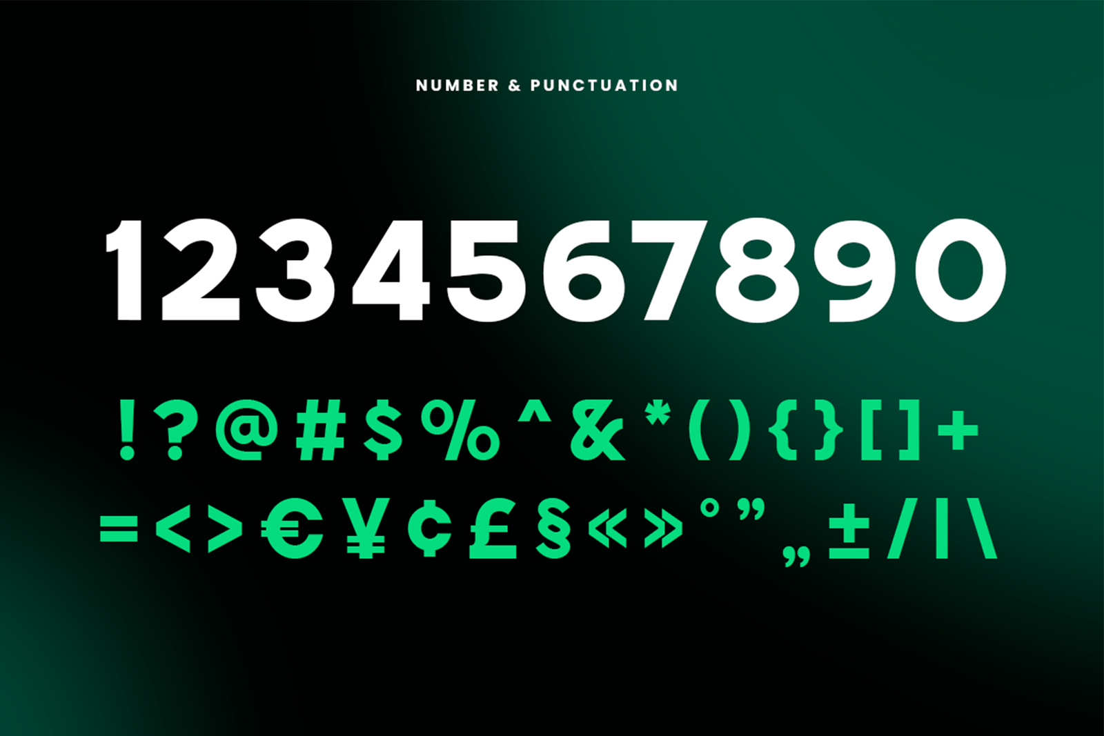 BREMER Font numbers symbols and punctuation