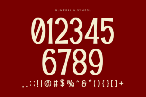 PAMELO Font numbers symbols and punctuation