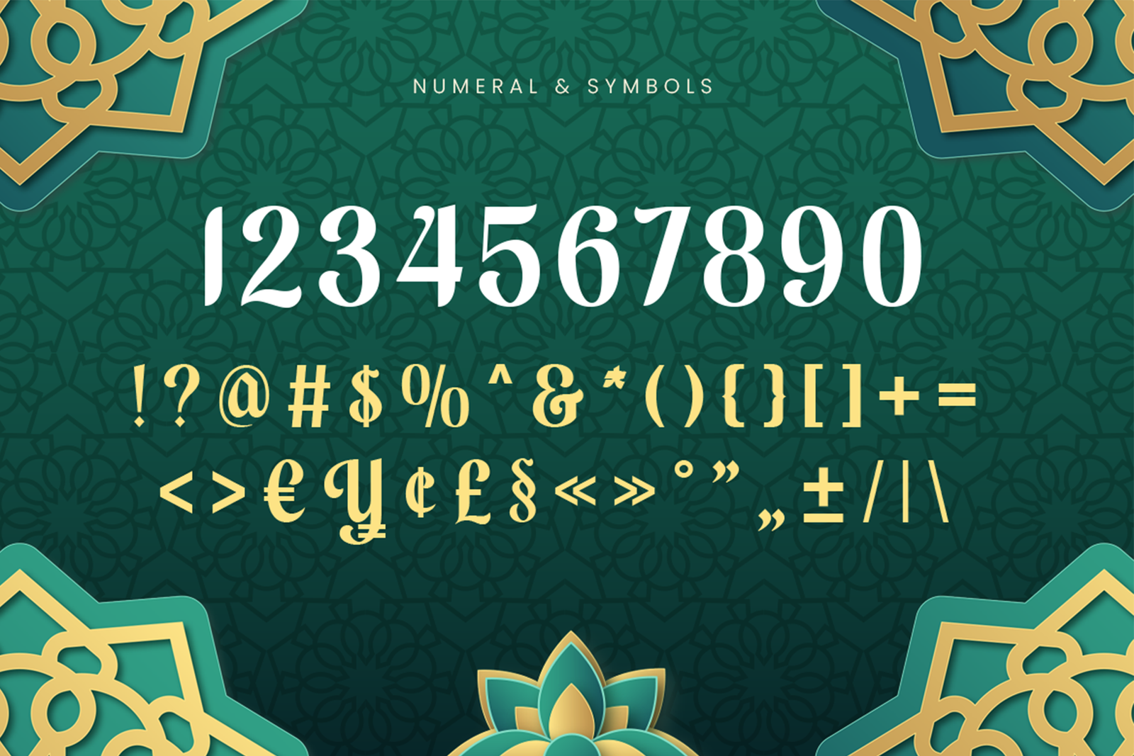 RASYAD Font numbers symbols and punctuation