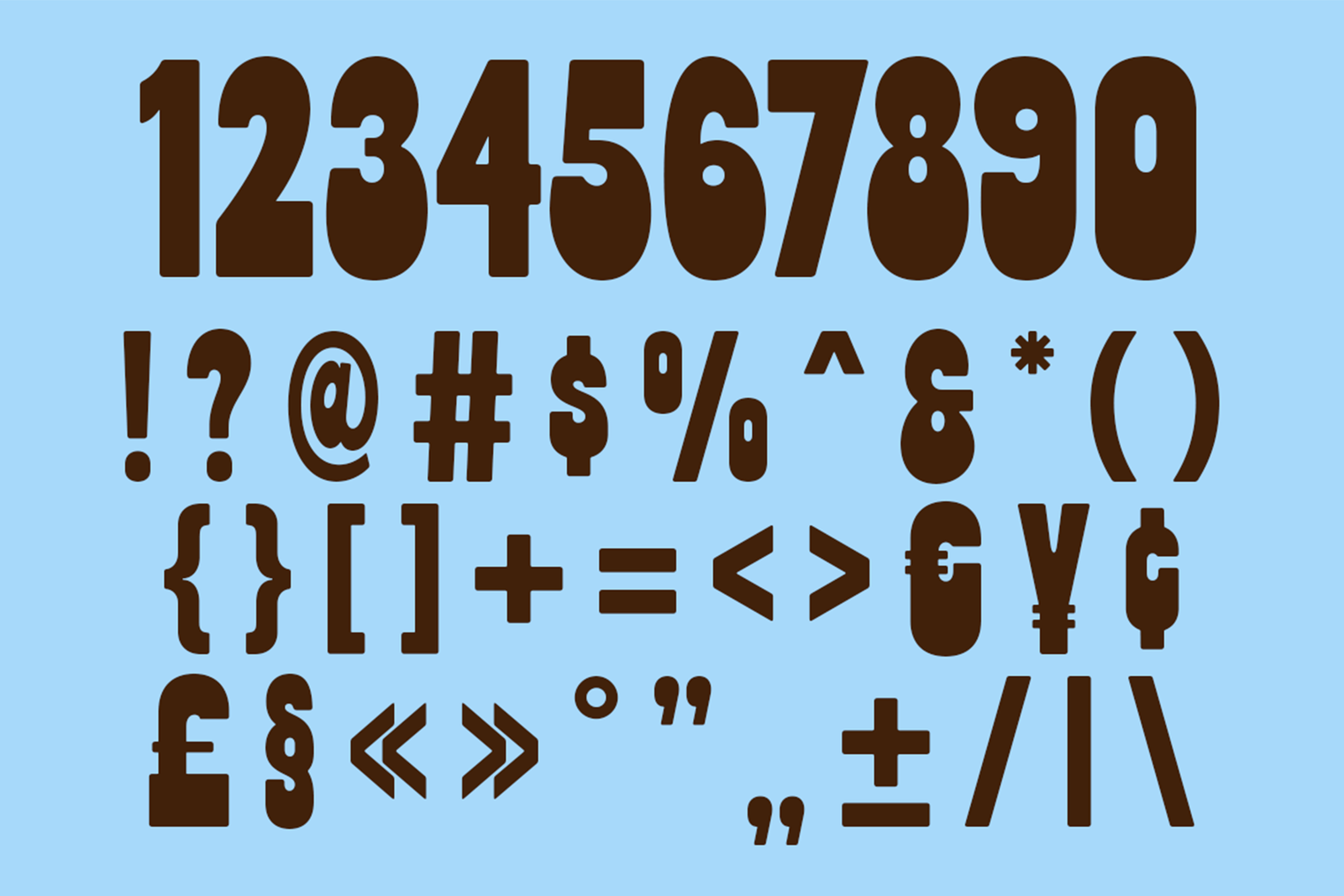 calios font number and punctuation
