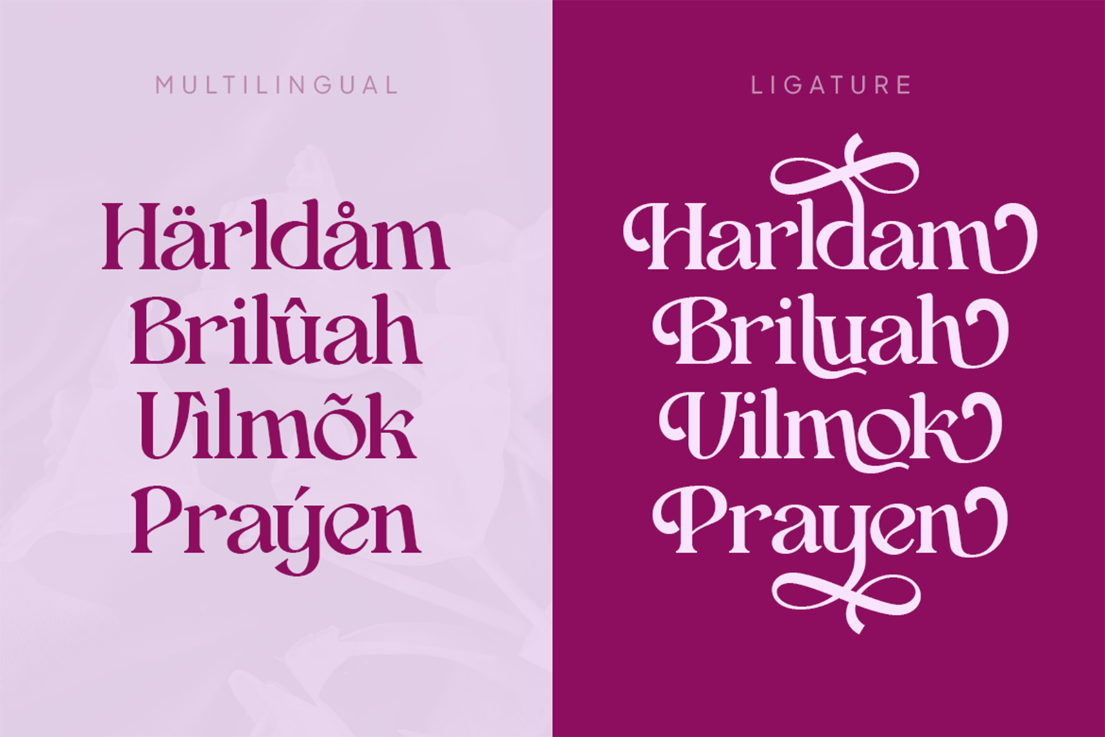 ASAH Font ligature character preview