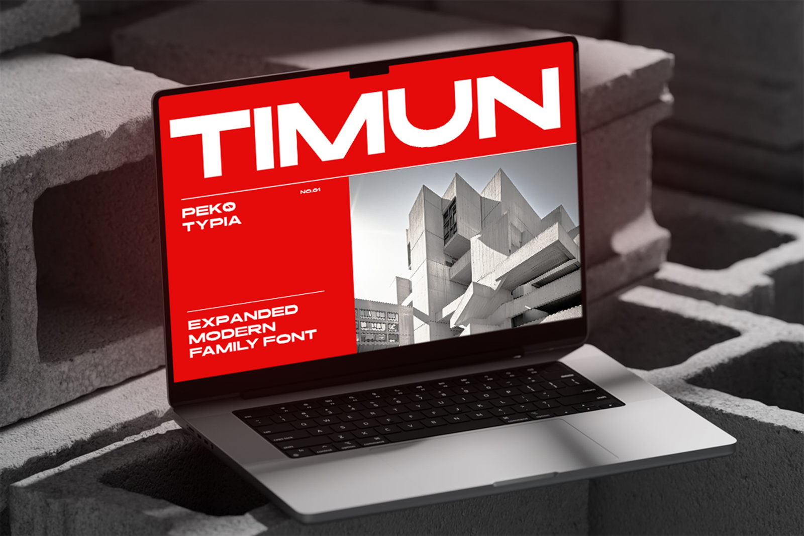 Timun Font laptop product presentation mockup