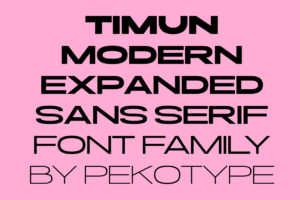 Timun Font modern expanded typeface family presentation