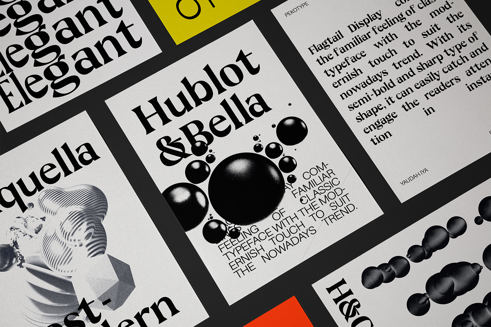 Flagtail Display Font editorial typography layout collage
