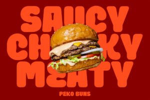 Spicy Pickle Font Saucy Cheesy Meaty burger advertising artwork