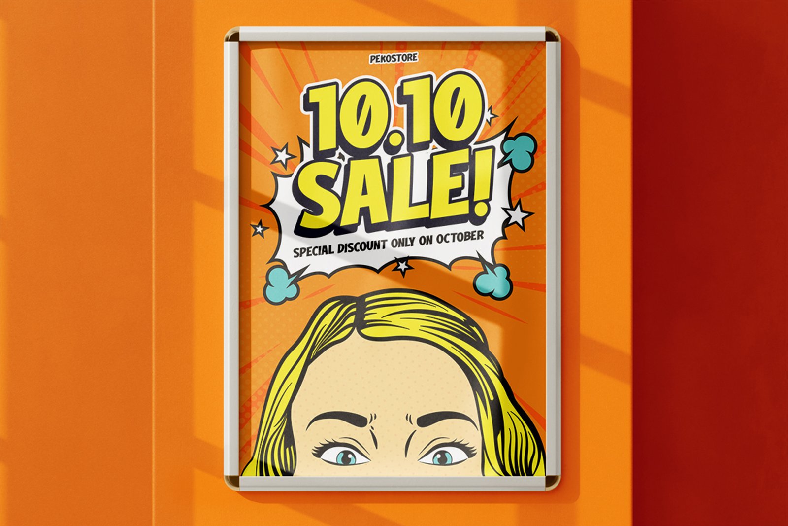 COMIC BEACON Font comic sale promotional mockup