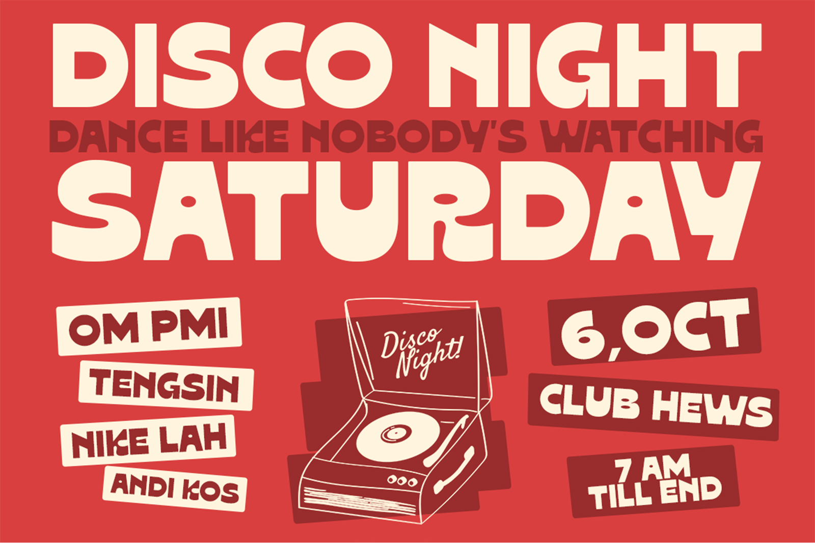 OAKLA Font disco night event poster