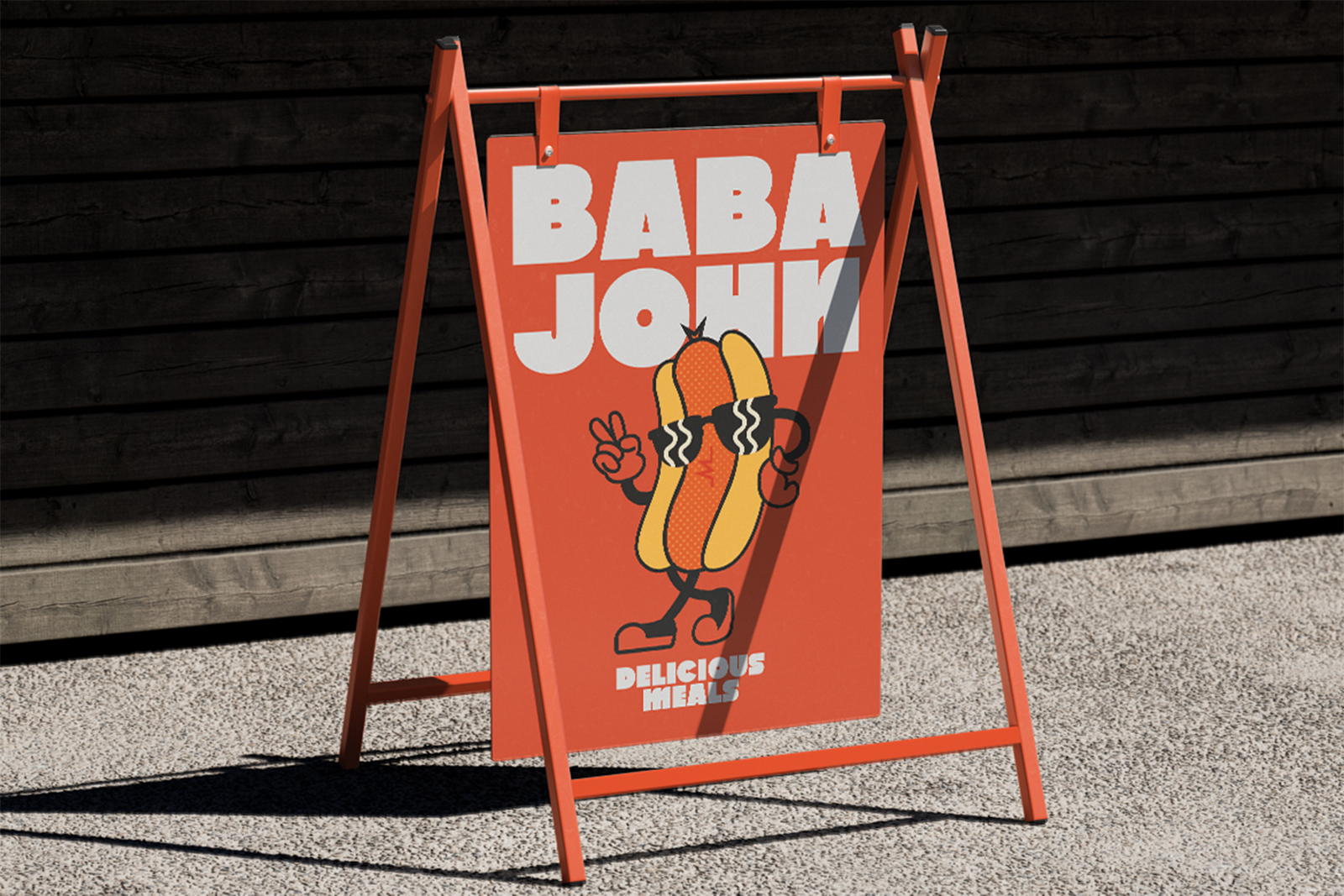 Swedis Font Baba John vintage A-frame sign design