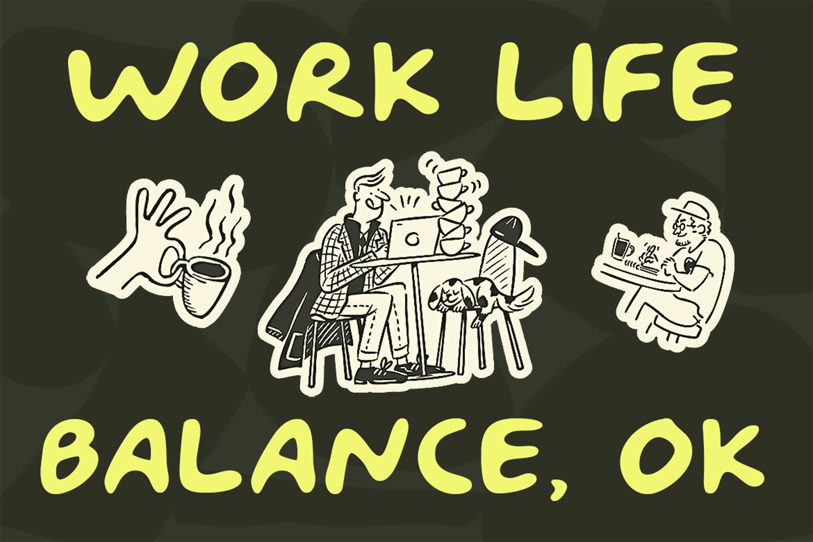 Wakupo Font Work Life Balance illustration design