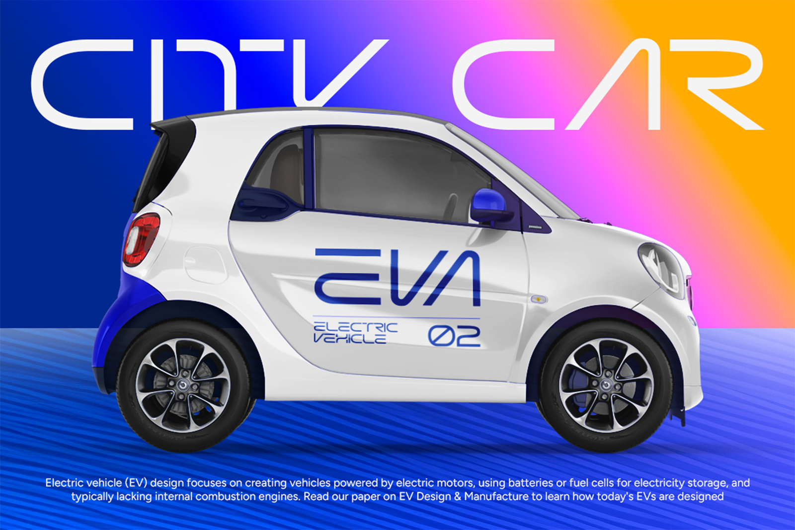Psionic Font electric vehicle advertising design
