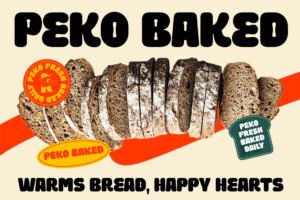 Spicy Pickle Font Peko Baked artisan bread packaging design