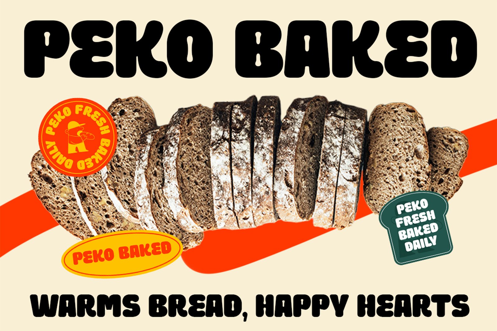 Spicy Pickle Font Peko Baked artisan bread packaging design