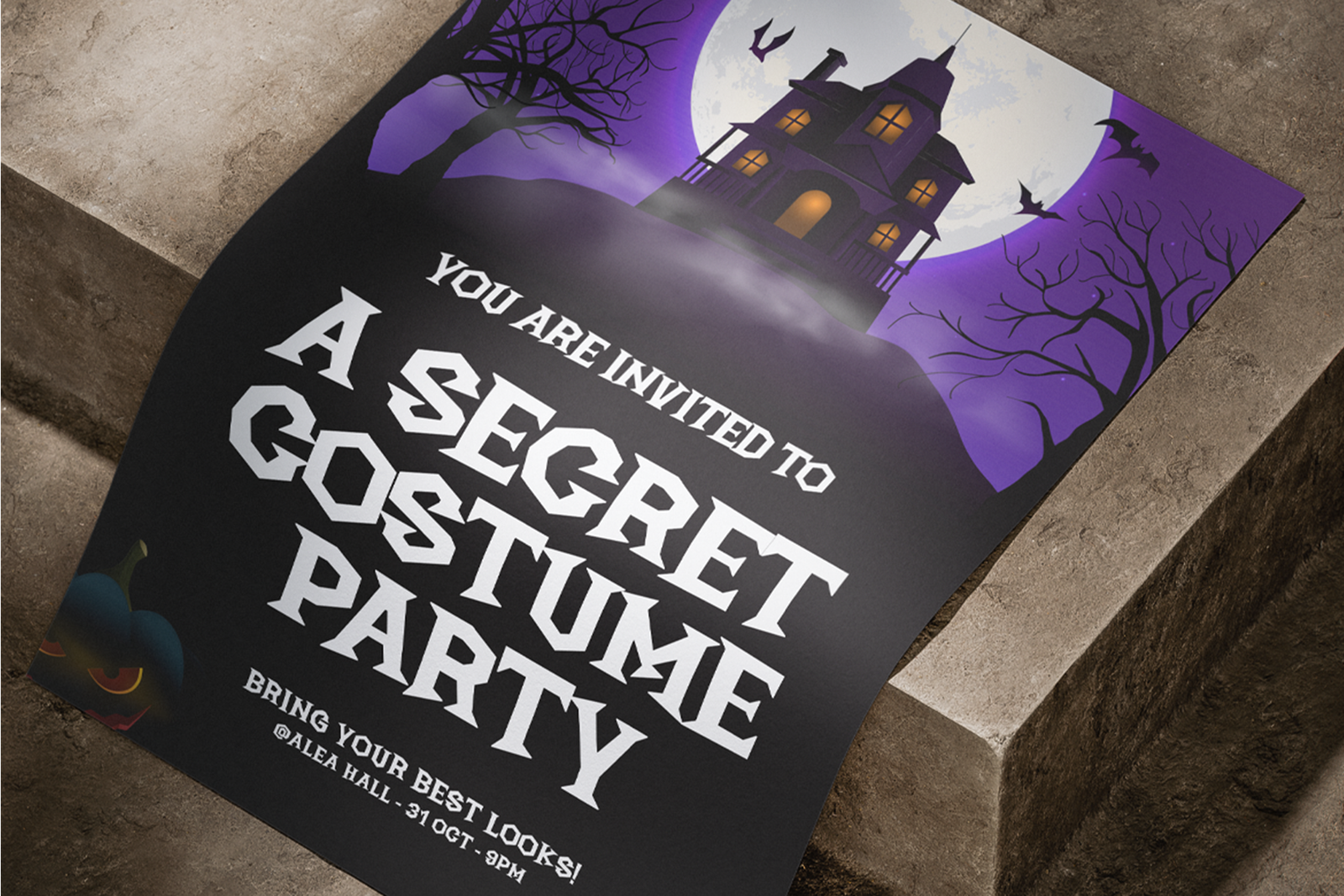 Wicked Night Font Secret Costume Party invitation design