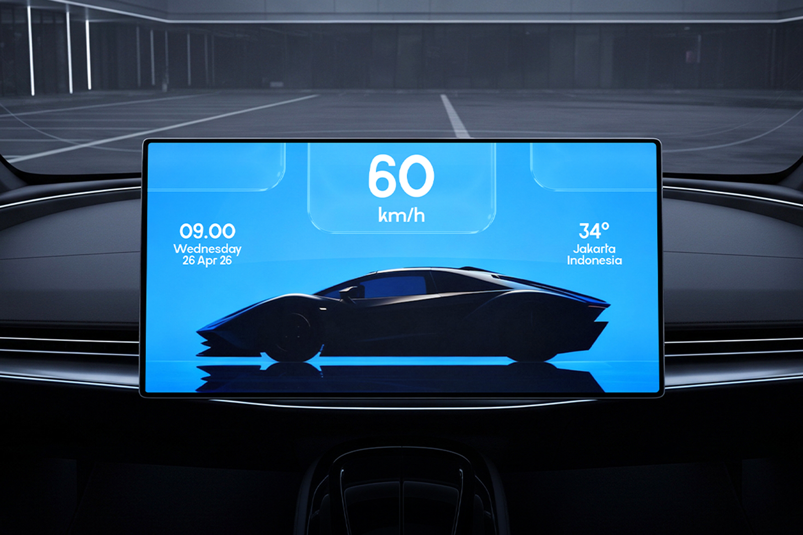 VIREON automotive digital dashboard interface mockup
