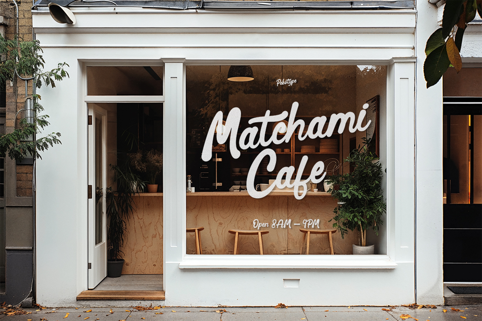SAVEL Font Matchami Cafe storefront branding
