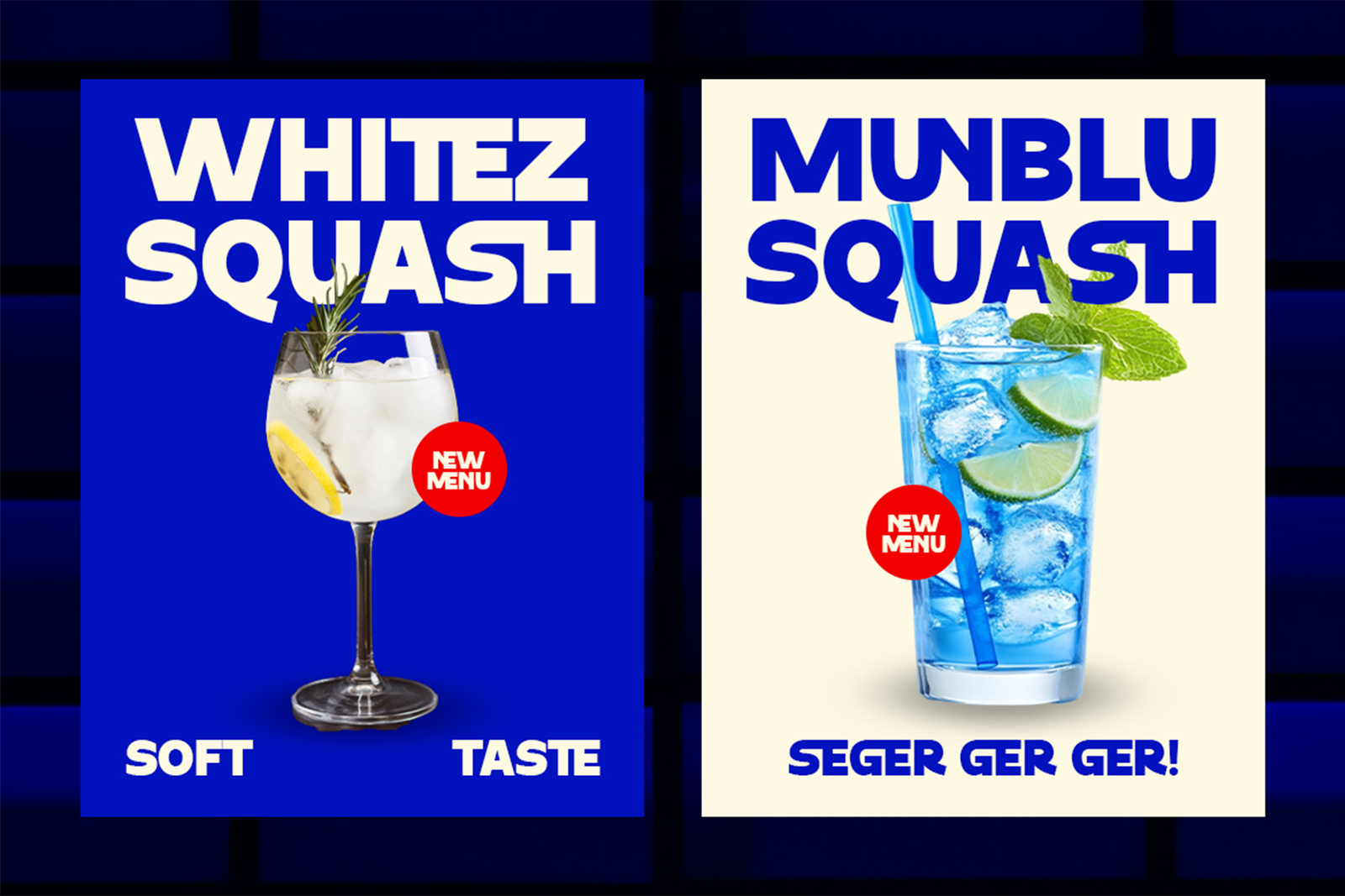 Sokochi Font Whitez Squash and Munblu Squash drink promotion poster