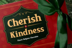 Winter Glyph Font Cherish Kindness chocolate packaging design