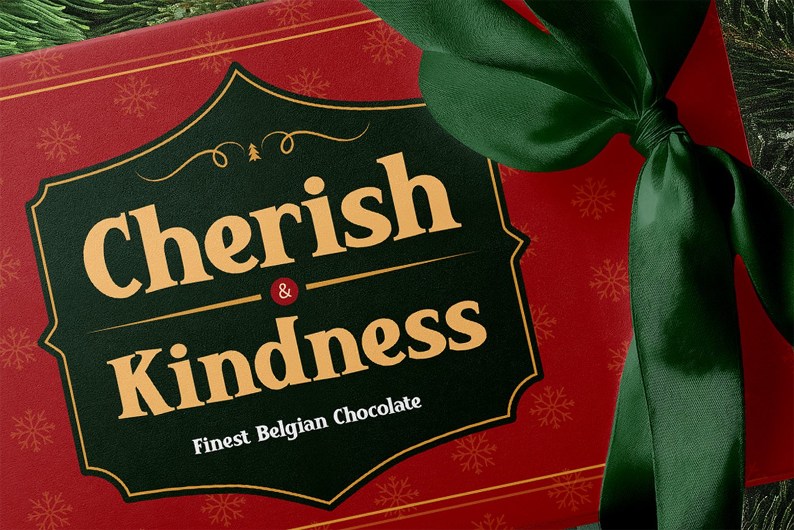 Winter Glyph Font Cherish Kindness chocolate packaging design