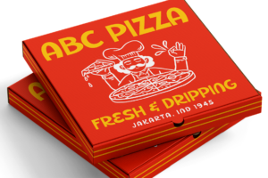 PEANUT WAFFLE Font pizza box packaging mockup