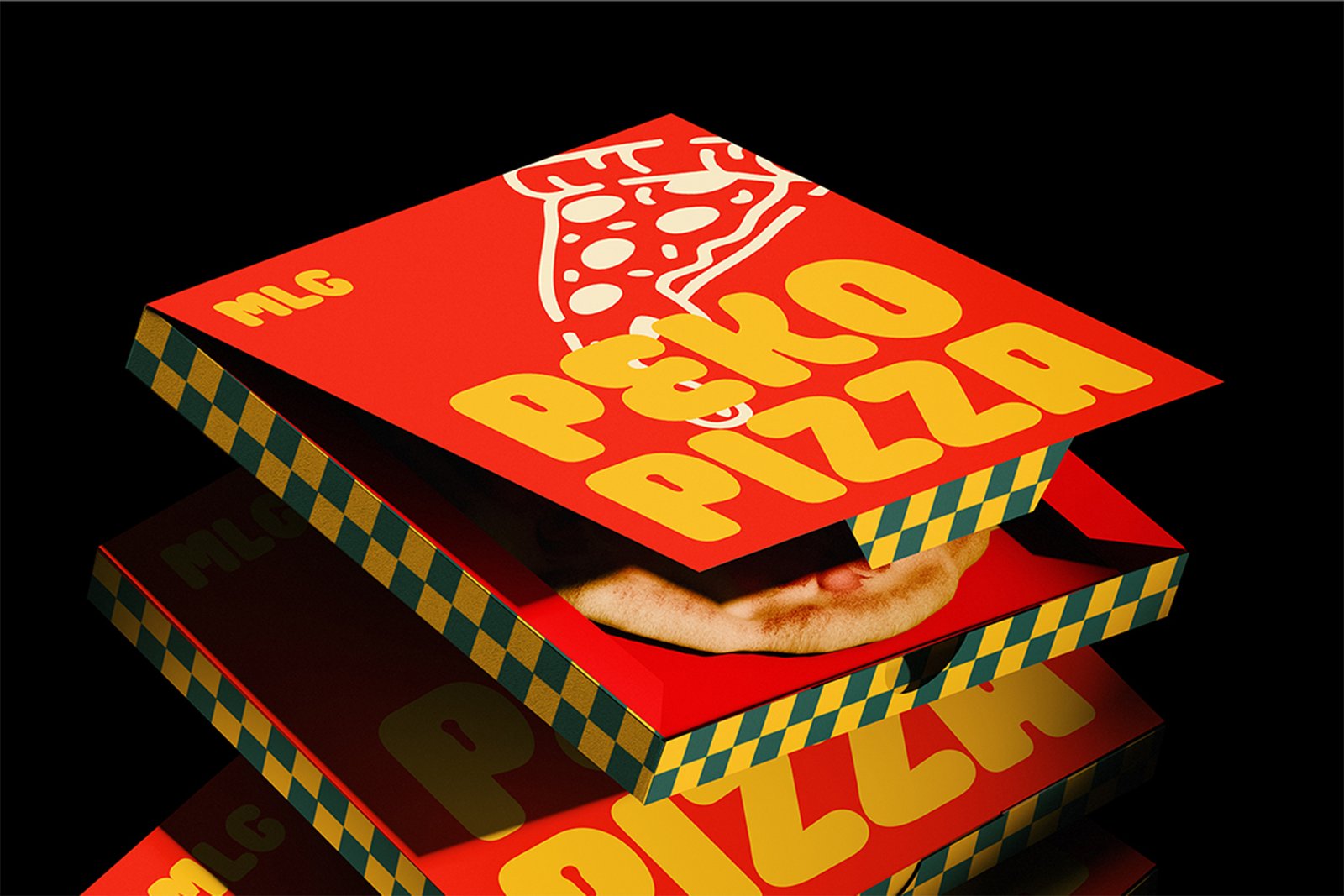 Spicy Pickle Font Peko pizza box packaging mockup