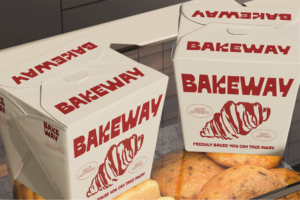 OAKLA Font takeaway bakery packaging mockup