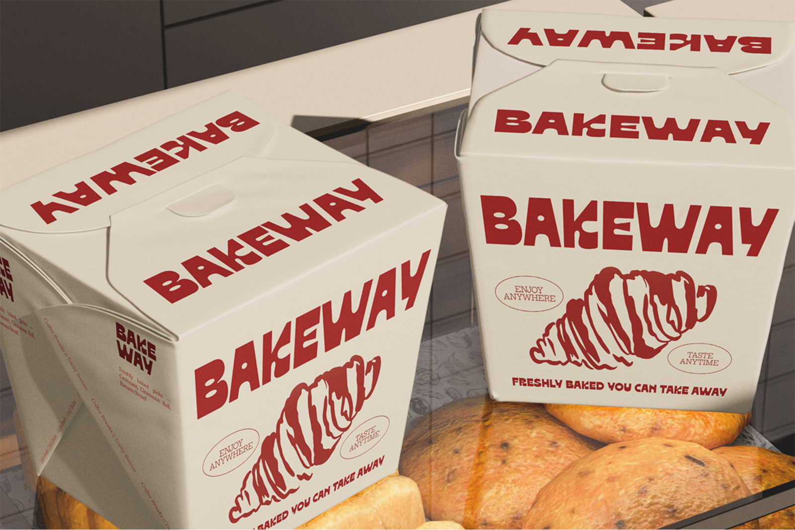 OAKLA Font takeaway bakery packaging mockup