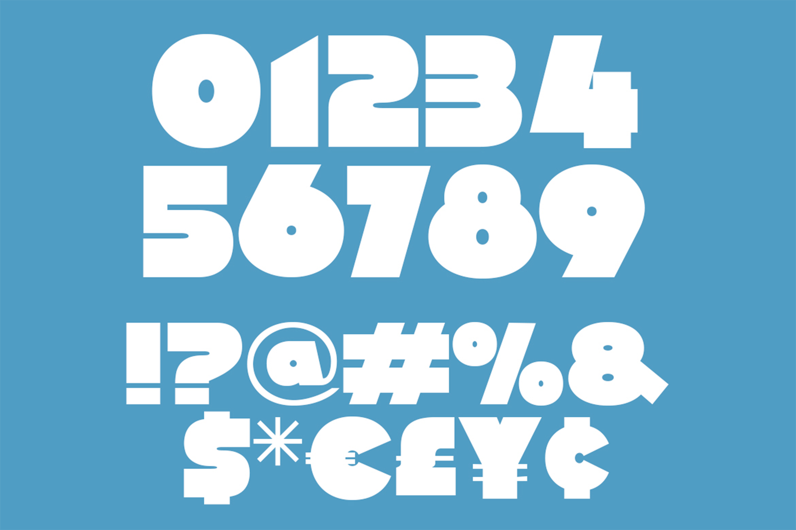 Swedis Font numbers symbols and punctuation specimen