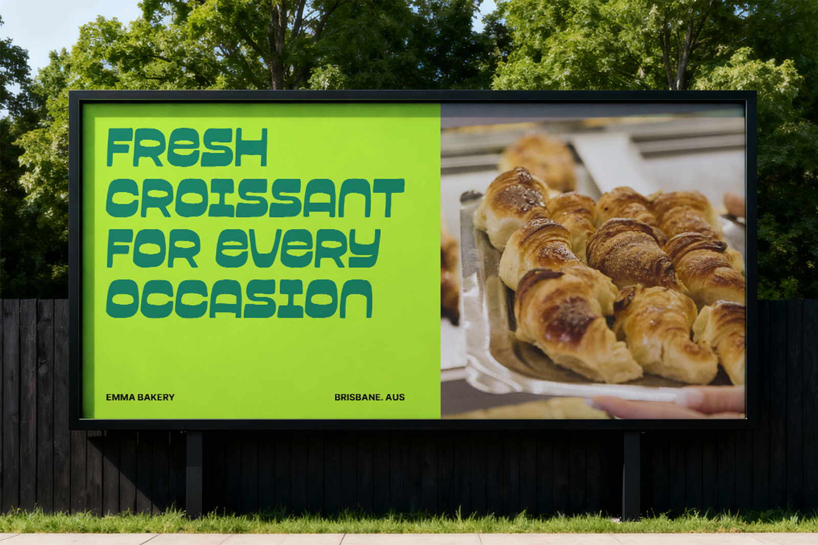 Garpit Font Fresh Croissant bakery billboard design