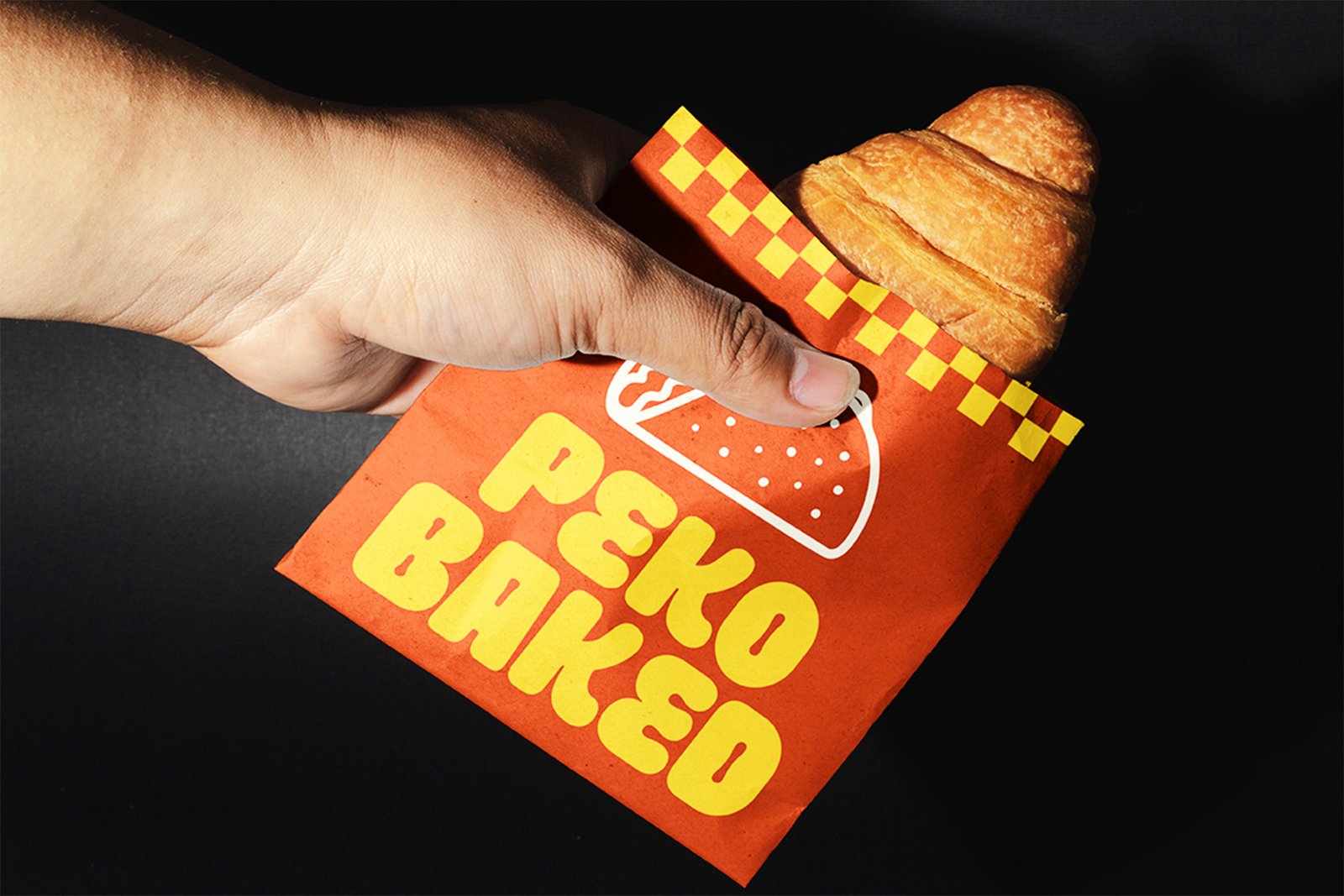 Spicy Pickle Font Peko Baked takeaway bag mockup