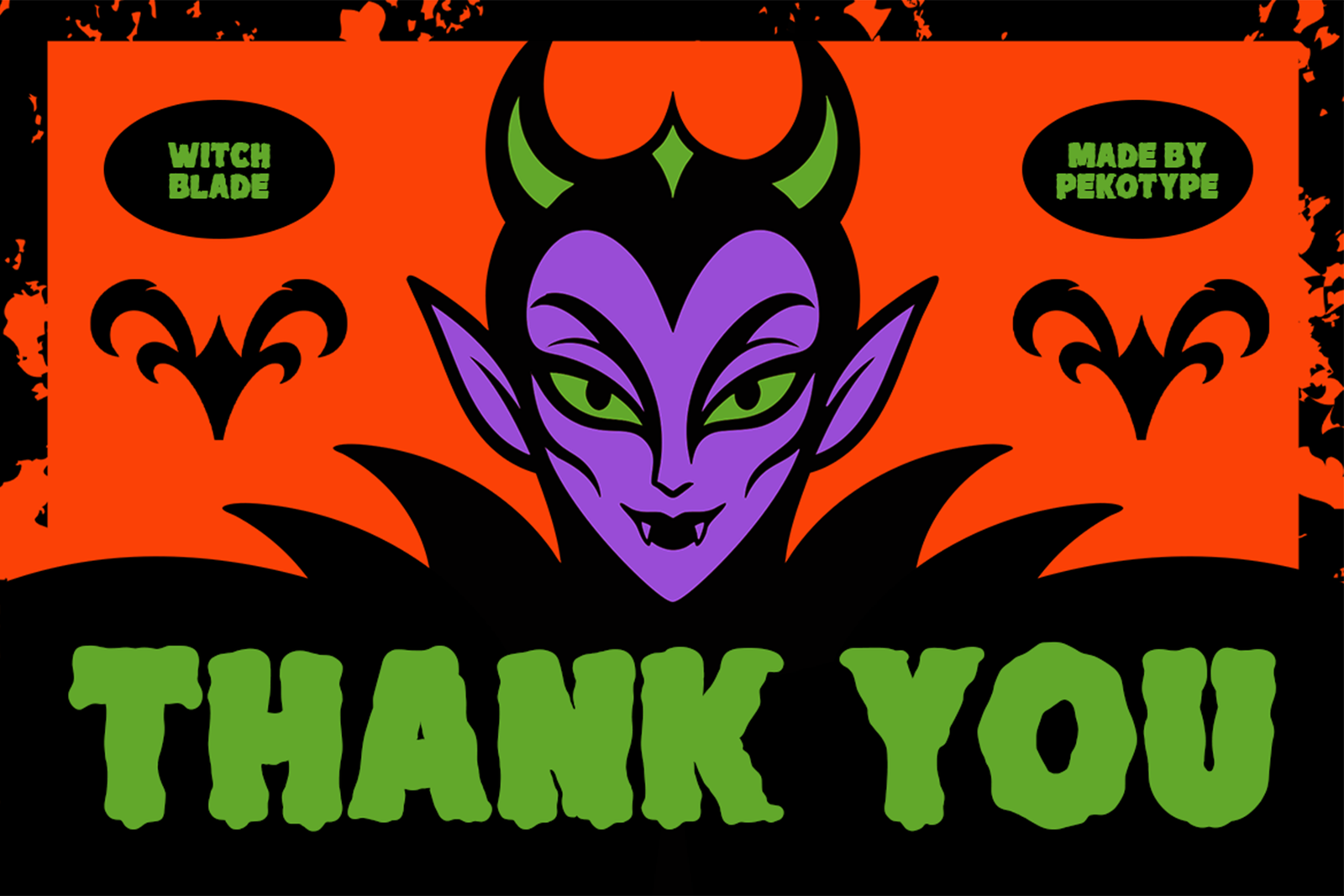 WITCH BLADE Font monster themed thank you design