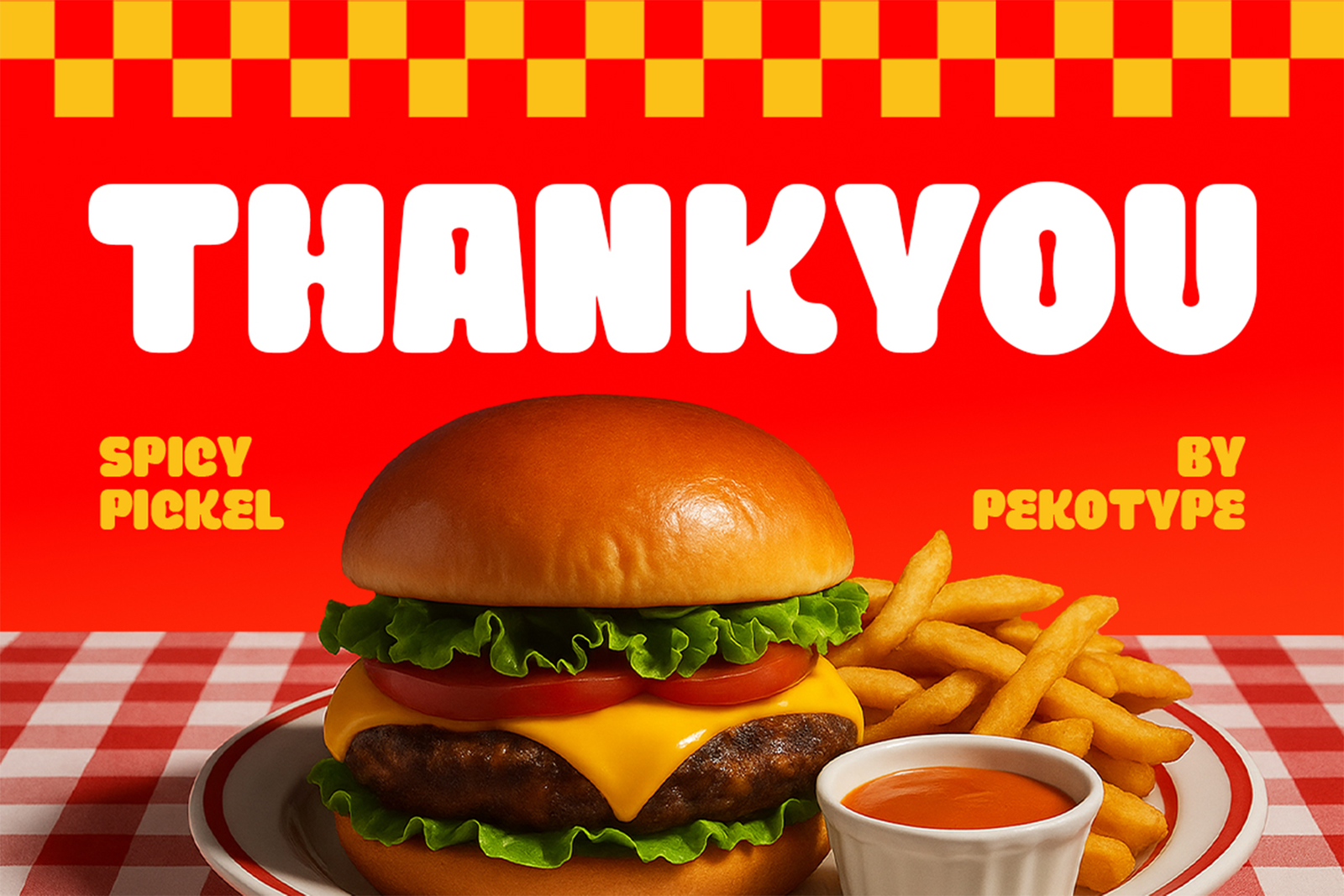 Spicy Pickle Font Thank You burger-themed typography artwork