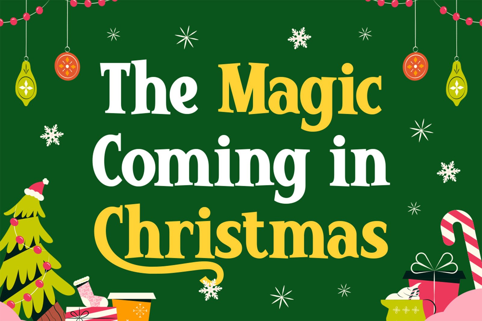 Winter Glyph Font The Magic Coming in Christmas typography