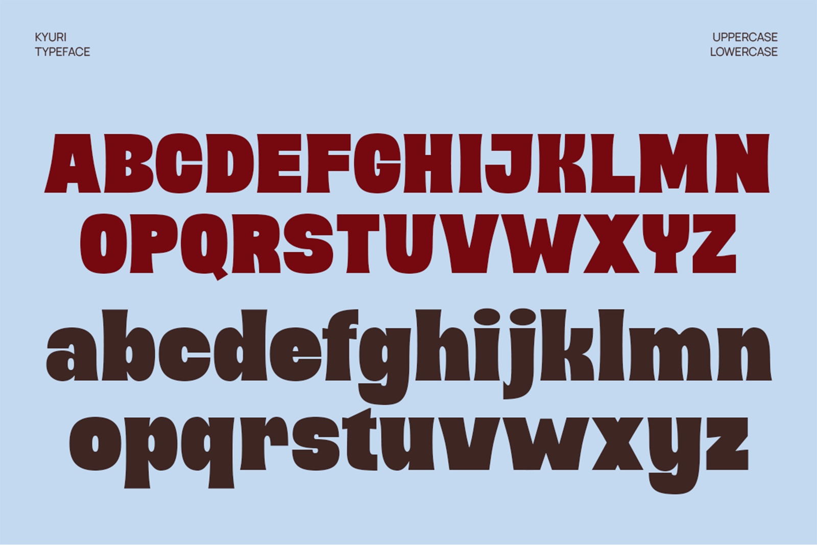 KYURI Font uppercase and lowercase characters