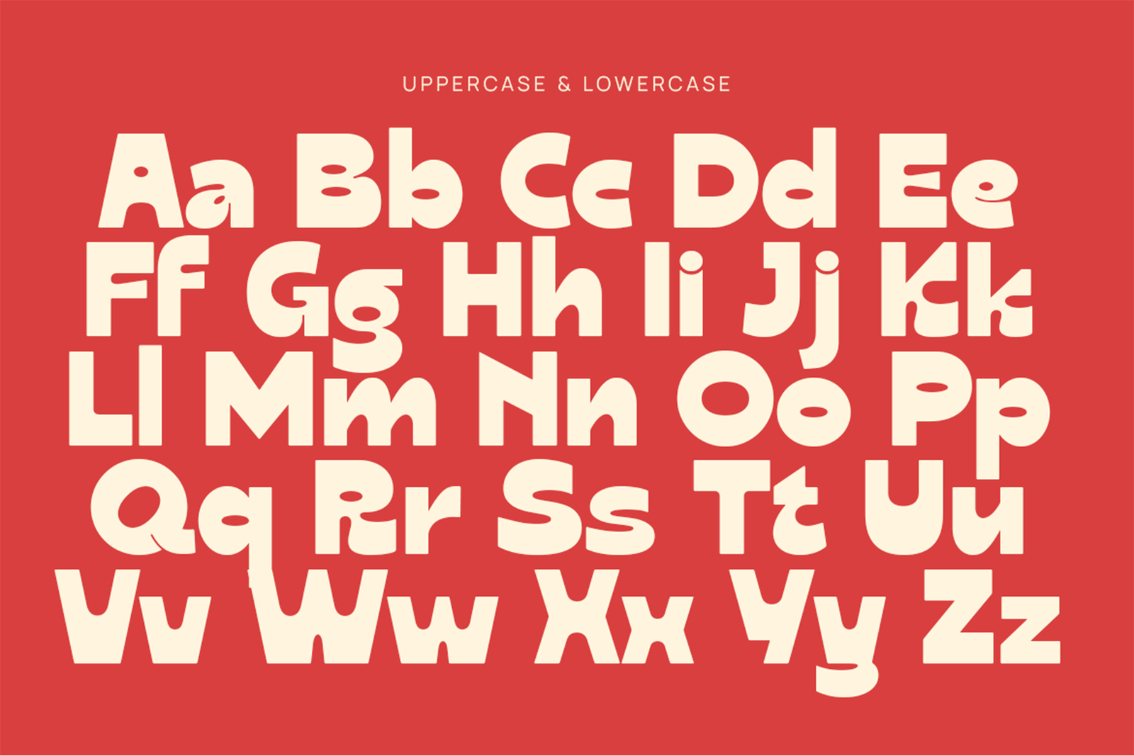 OAKLA Font uppercase and lowercase characters