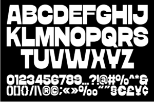 DAMEON Font uppercase alphabet characters, number and punctuation symbols